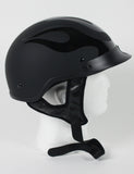 1FBF - DOT FLAT BLACK FLAME SHORTY MOTORCYCLE HELMET