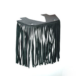 B1004 Black Leather Floor Boards with Fringe - Small